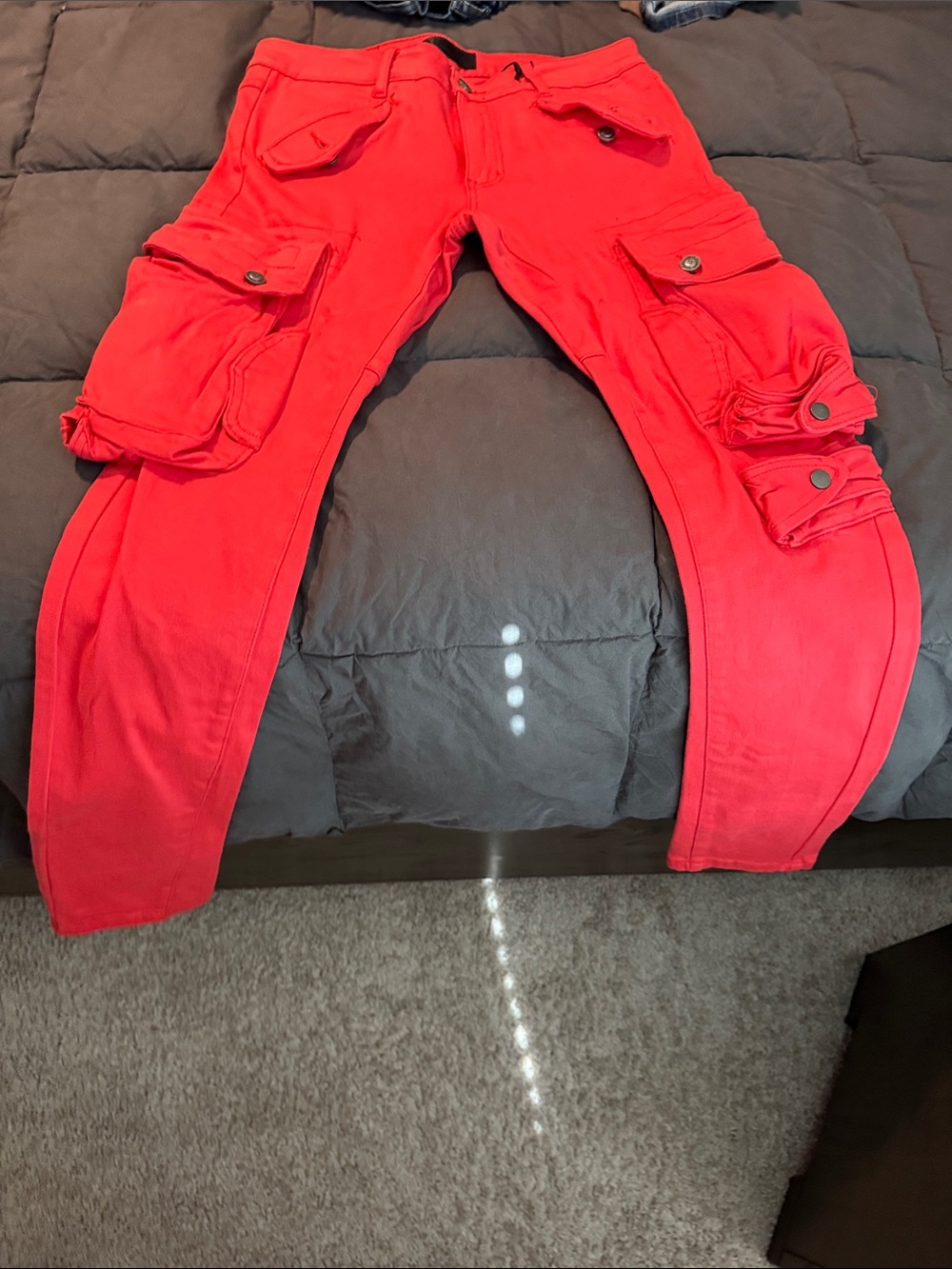 Tulones Men's Red Cargo Pants with Multiple Utility Pockets